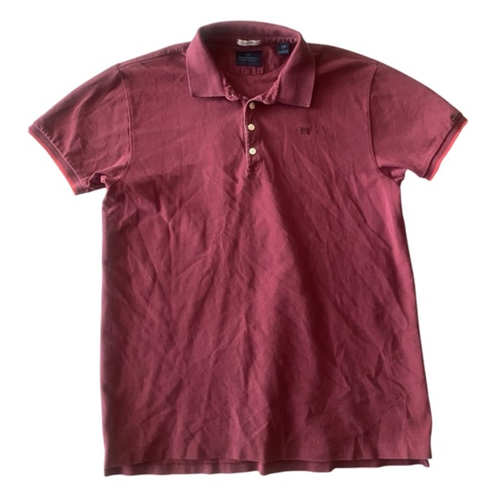 Scotch & Soda Amsterdam Couture YOLO Polo Shirt Mens Large Burgundy Short Sleeve